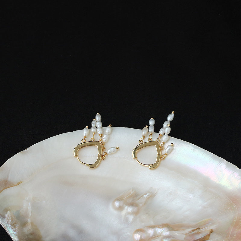 "The Draping Beads" Pearl Earrings