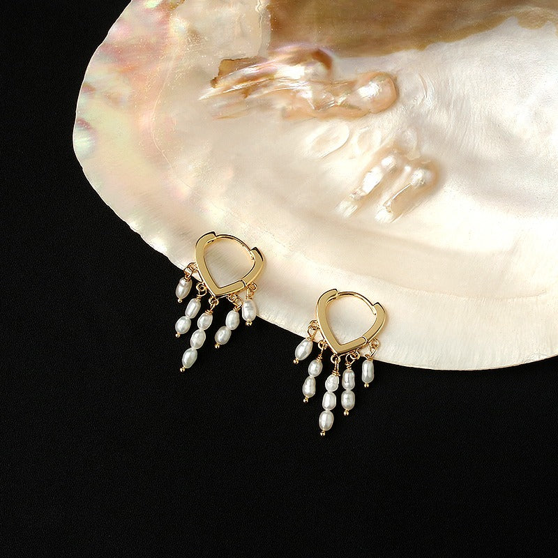 "The Draping Beads" Pearl Earrings
