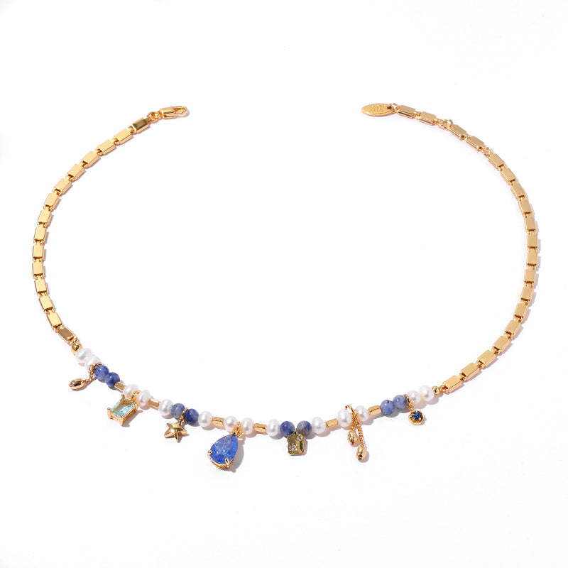 "The Blue Tear" Pearl Drop Necklace