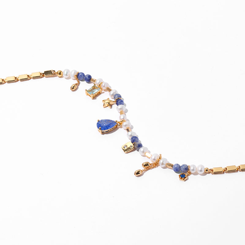 "The Blue Tear" Pearl Drop Necklace