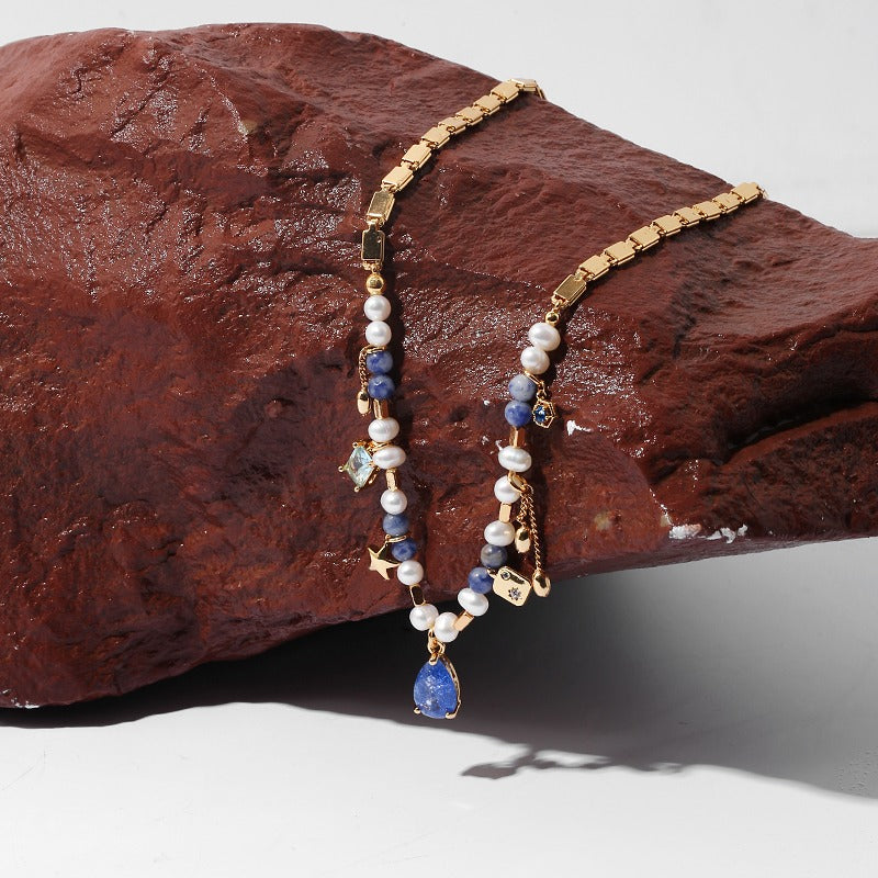 "The Blue Tear" Pearl Drop Necklace