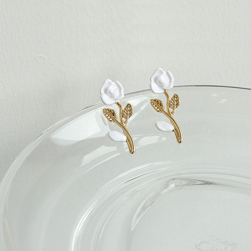 Blossom Rose Enamel Earrings
