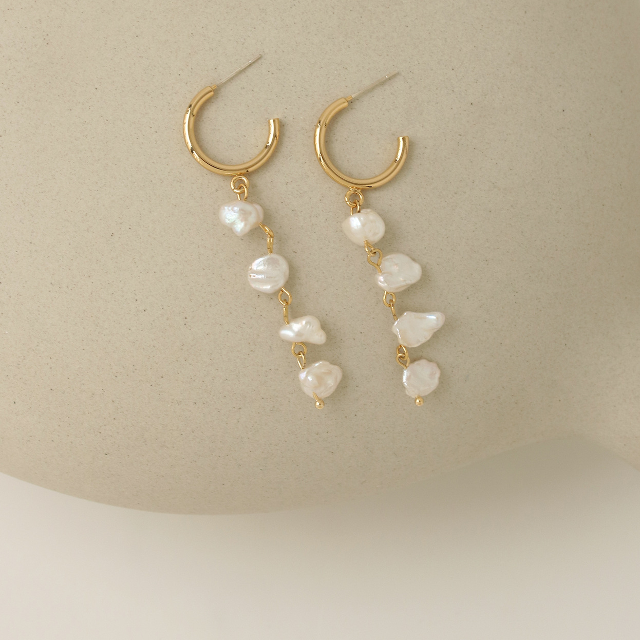 Raindrop Baroque Pearl Hoop Earrings