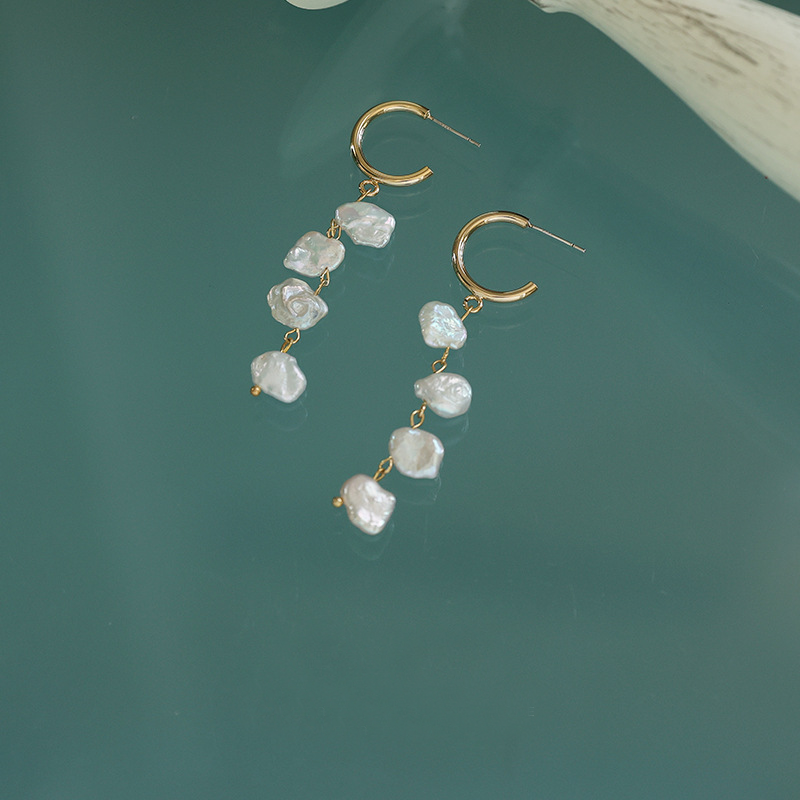Raindrop Baroque Pearl Hoop Earrings