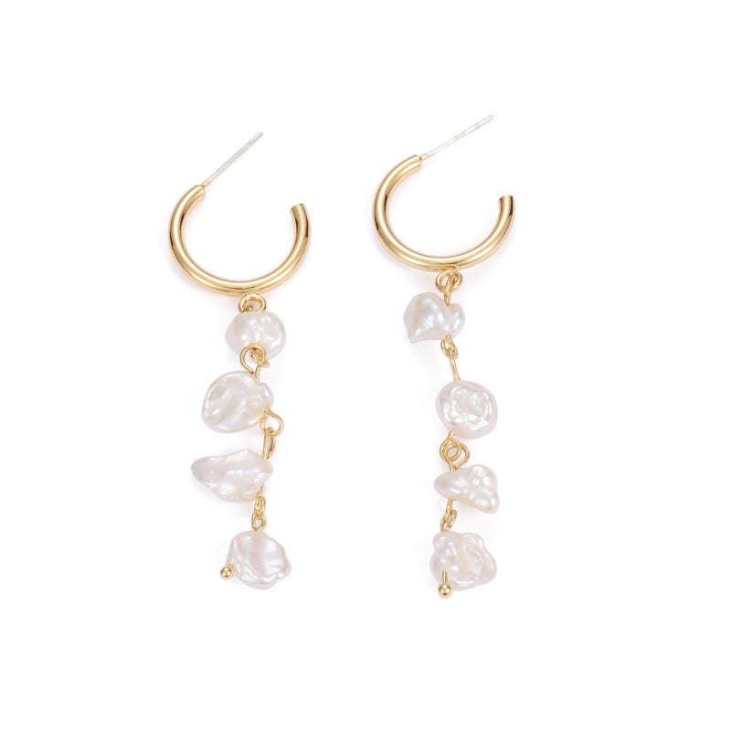 Raindrop Baroque Pearl Hoop Earrings